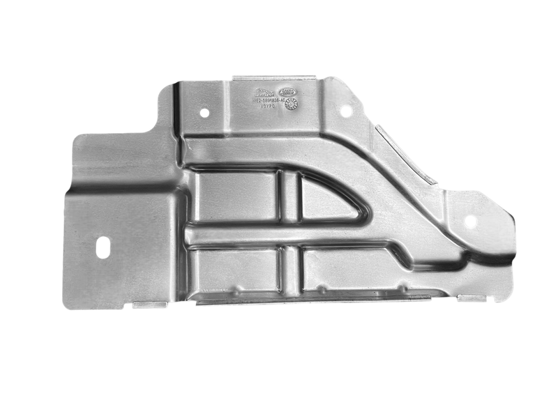 Technical blueprint treatment of a stamped heat shield