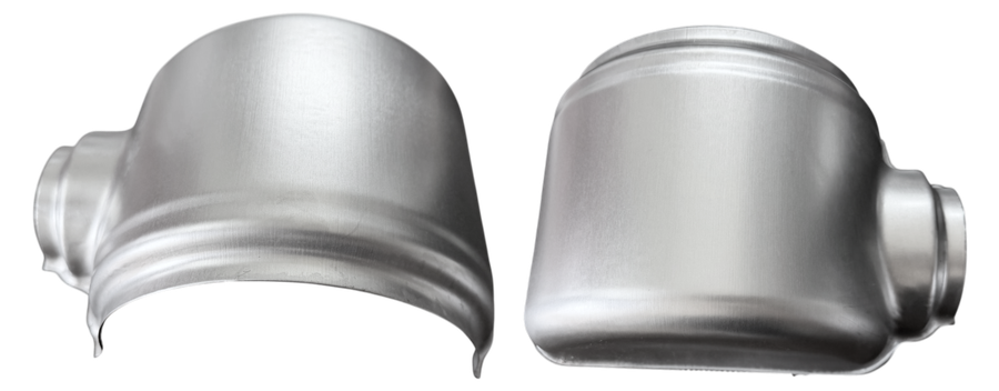 Deep-drawn shell halves, pre-weld